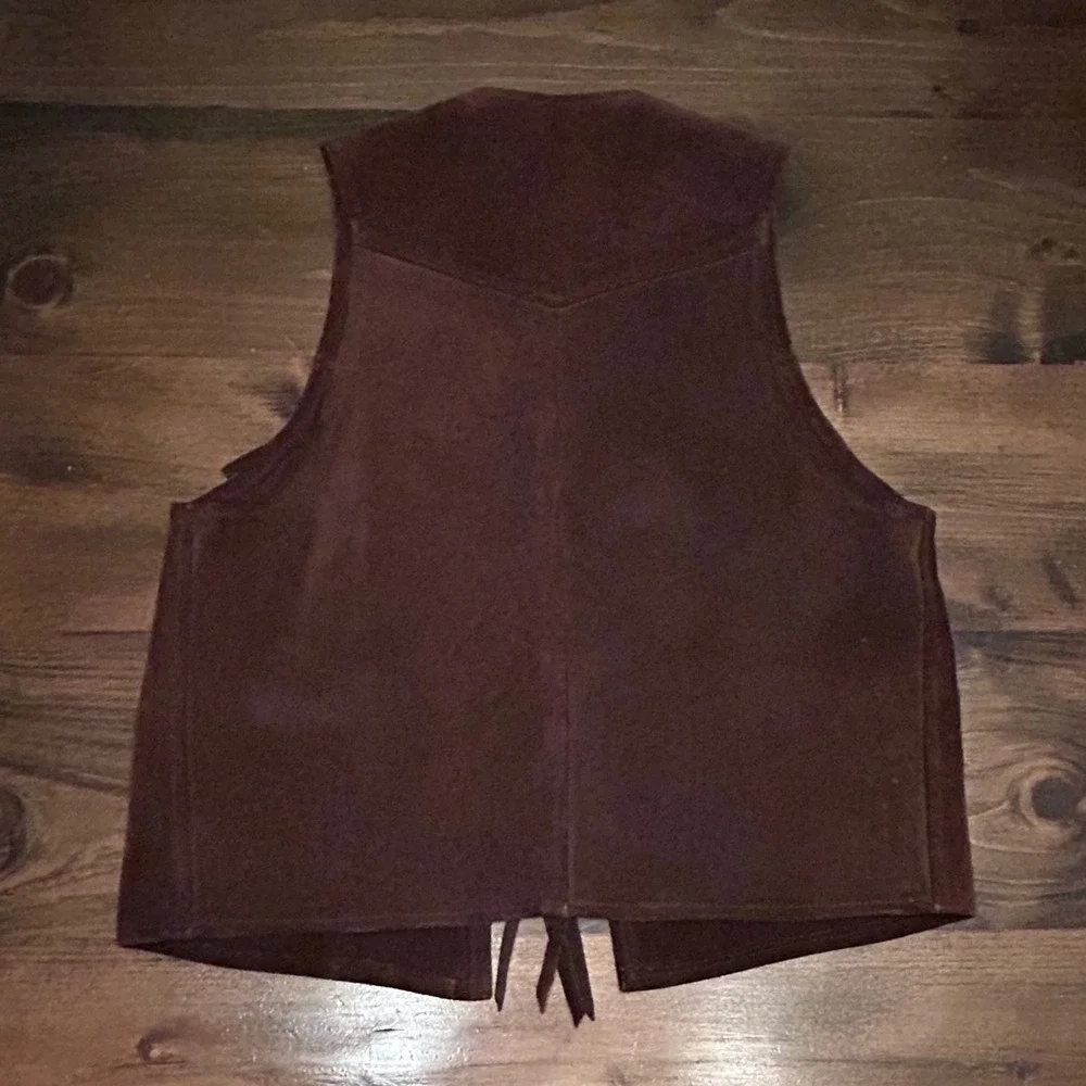 Vintage Irvin Foster Genuine Horsehide Leather Western Brown Vest Size Small - Picture 2 of 7